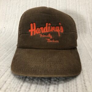 Vintage Hardings Friendly Markets Corduroy Hat Brown Sportcap Strapback Cap